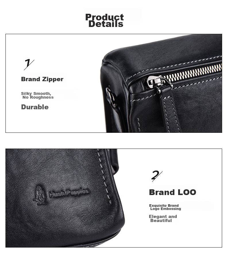 Hush Puppies Narrow Strap Crossbody Shoulder Bag First Layer Cowhide Men's Large Capacity Vintage Messenger Bag Casual Simple Birthday Gift 9