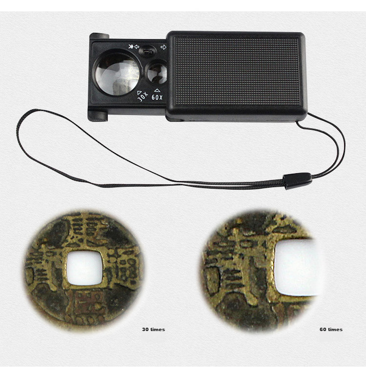 MIXOUT, 30x And 60x Double Lens Magnifier with LED Light, Pull-Out Magnifying Glass for Currency Inspection, Antiques, Jade, Beads And Jewelry 5