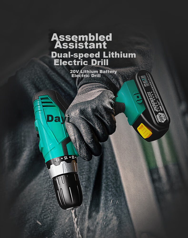 Dayi Electric Drill, Lithium Battery Drill, Electric Screwdriver, Multifunctional Home Power Tool Set, Hand Drill 1028 with Dual Batteries 1