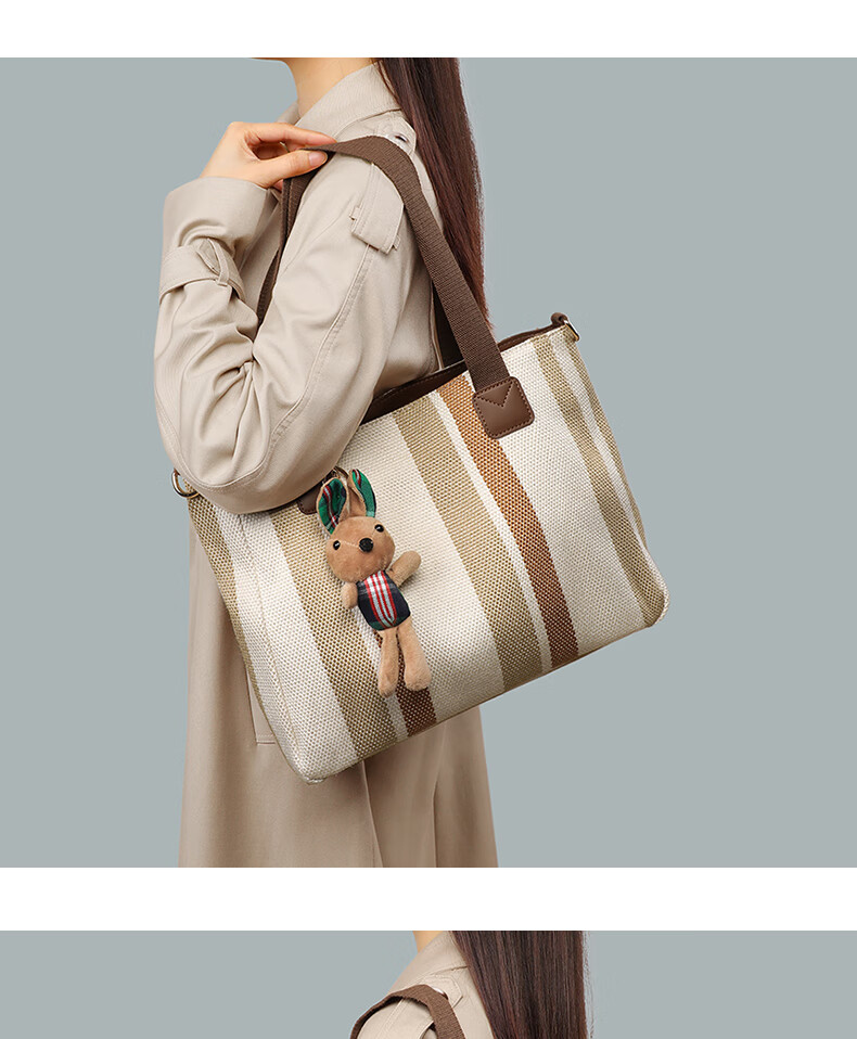 Aiqinghai Canvas Handbag, Women's Tote Bag, Large Capacity Shoulder And Handheld Bag, Practical Birthday And Mother's Day Gift for Mom 1