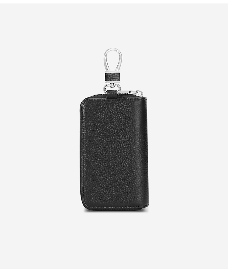 MEXICAN Car Key Case, Unisex Leather Card Holder with Zipper, Coin Purse, Multifunctional Key Ring, Black 14