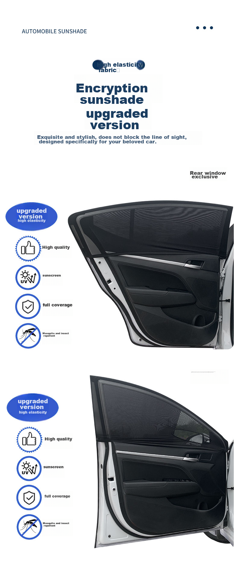 KOOLIFE Car Sunshade, Window Sunshade, Anti-UV Cover, Side Window Sunshade, Mosquito Net, Screen Window, Heat Insulation, Anti-Willow Polle 13