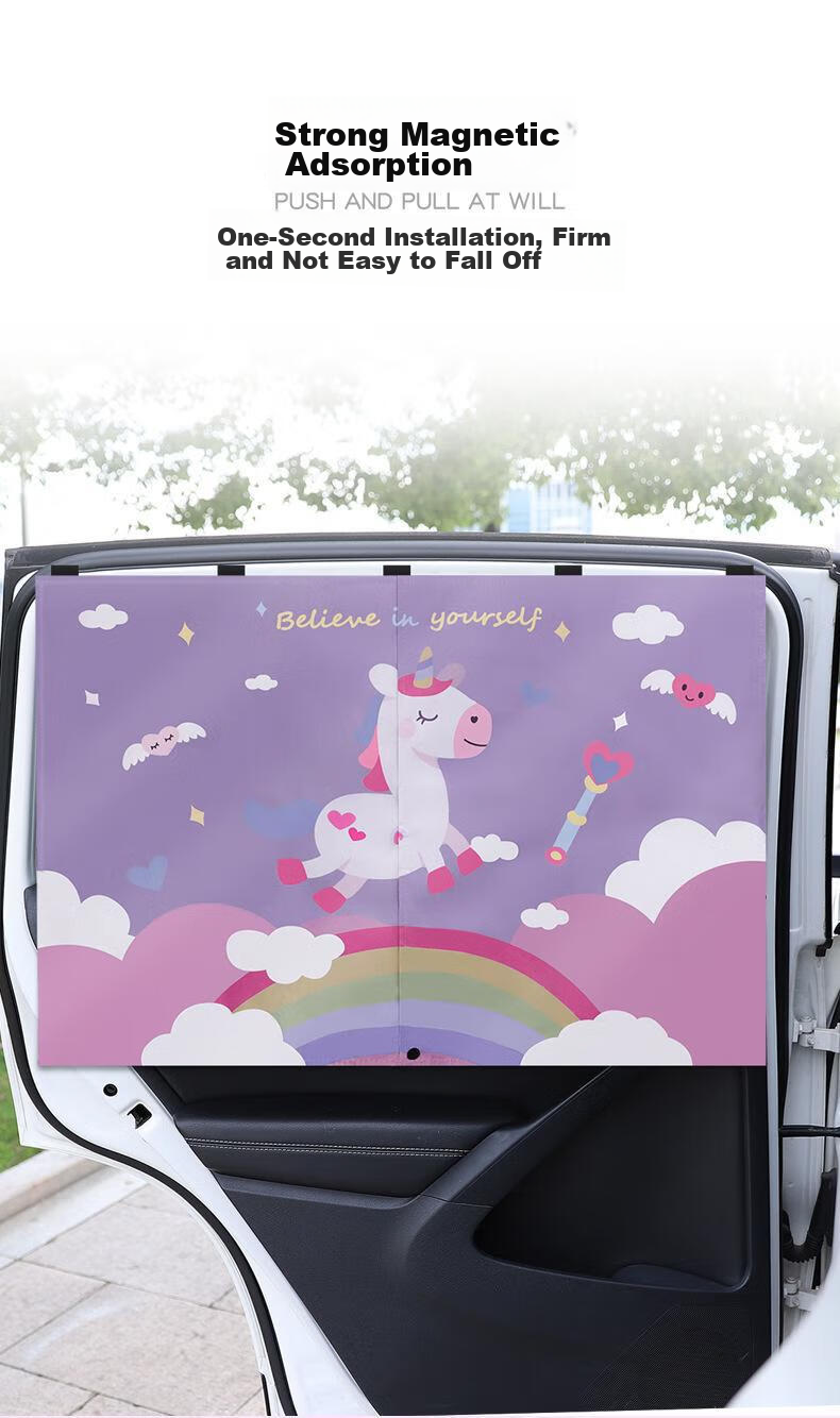 Dijialun Car Sunshade, Heat Insulation, Sun Protection, Baby Light Blocker, Magnetic Retractable Curtain, Car Window Shade, Rear Side - Single Piece 7