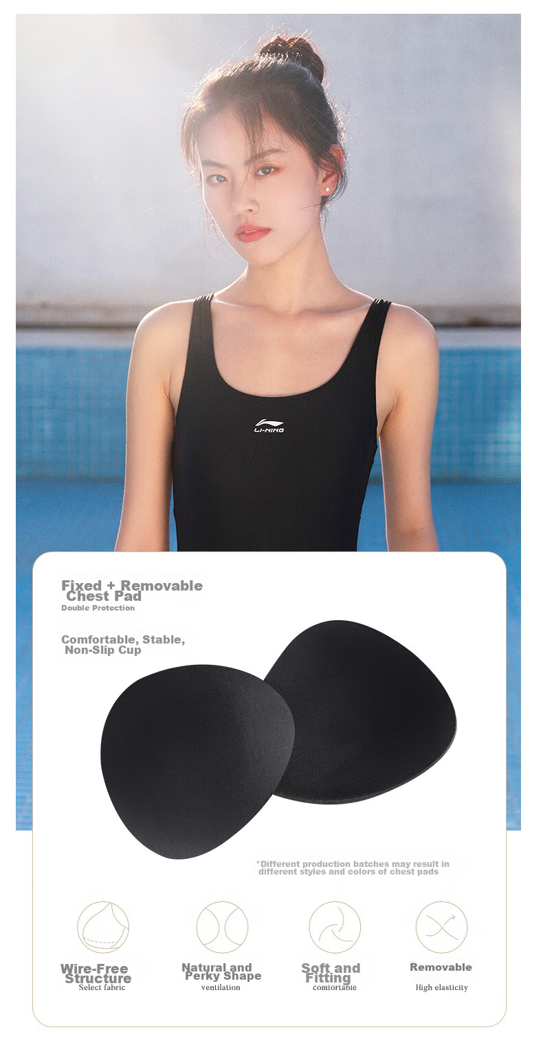 Li-Ning Women's Professional Training One-Piece Triangle Swimsuit, Minimalist Hot Spring Swimwear, 0223 Green M 5