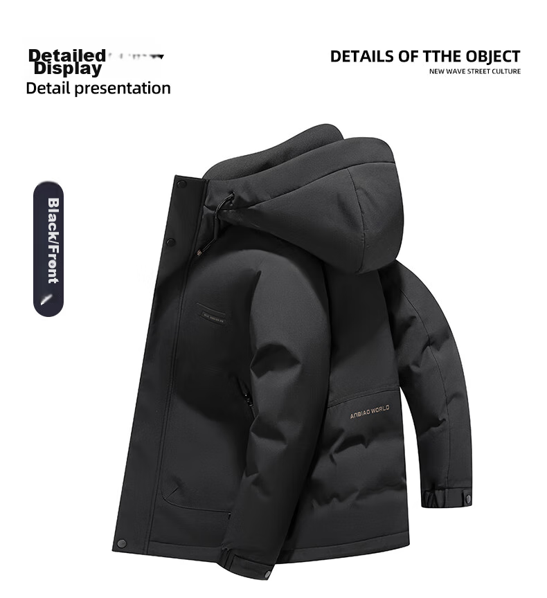 YAYA Men's down Jacket, Short Hooded Style, Thick Warm Coat for Young People, New Winter Outdoor Casual Workwear Jacket 24076 19
