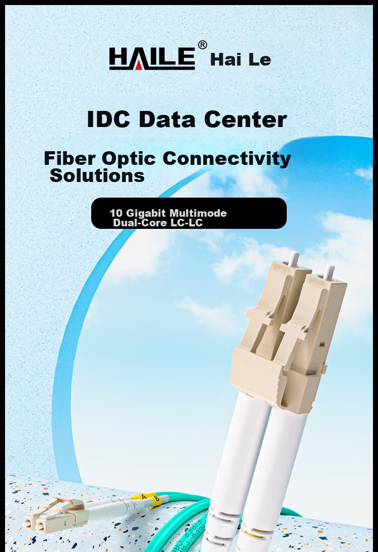 HAILE Fiber Optic Patch Cable, 10 Gigabit Multi-Mode LC-LC Low Smoke Zero Halogen LSZH Dual-Core OM3 UPC Low Loss A-Grade Fiber Core Pigtail, 25 Meters HJ-2LC 1