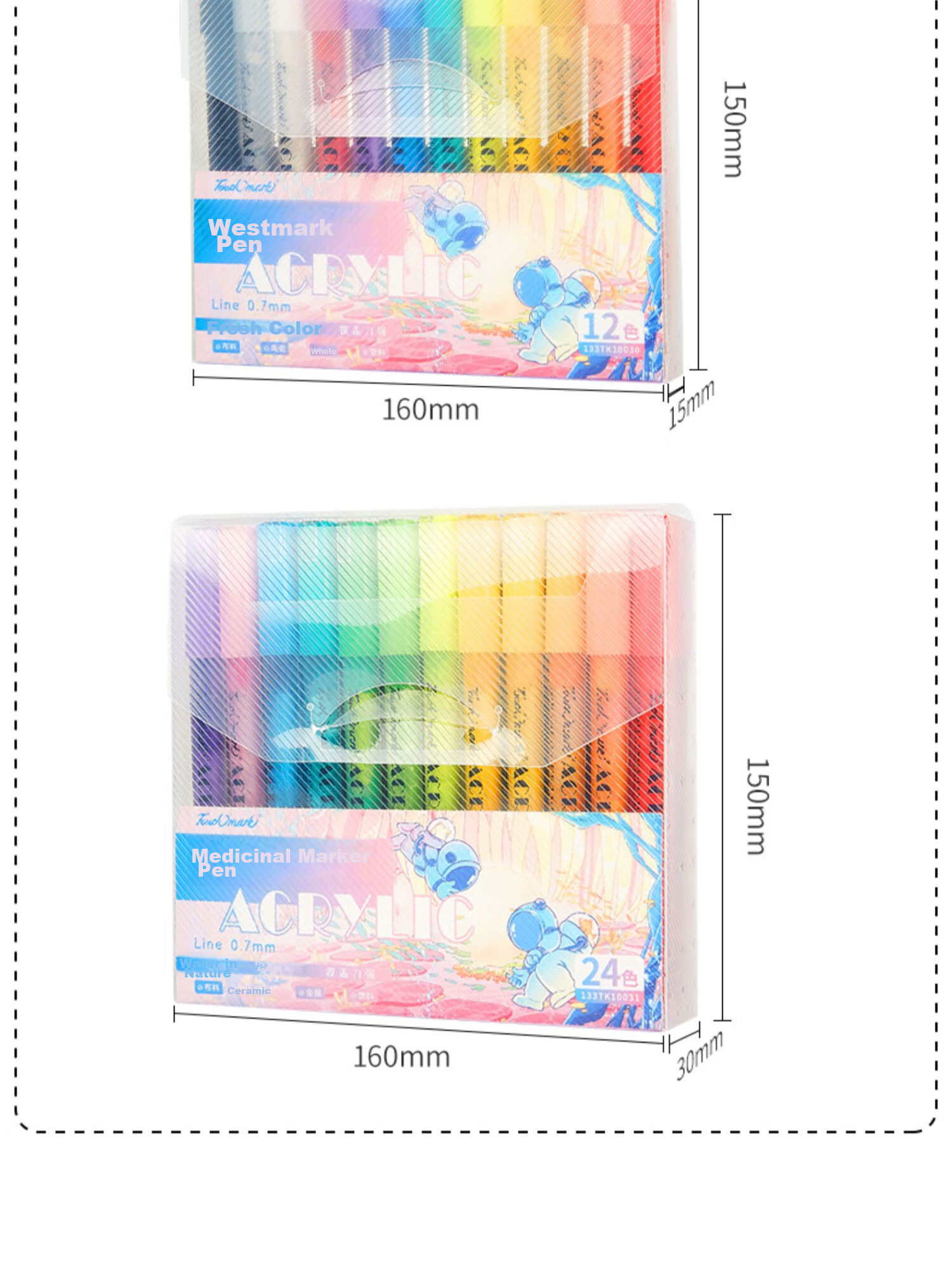 Touch Mark Acrylic Markers, 36 Colors, Children's Doodle Pens, Watercolor Pens, Drawing Brushes, Waterproof Hand-Drawn DIY Acrylic Paint, Specialized Student And Children's Gift, Art Educatio 25