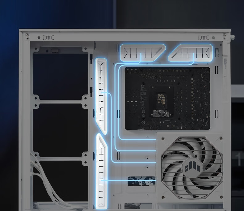 ASUS Haixing Black All-View Panoramic Case, Type-C Version, Dual-Chamber Design, Supports 360 Water Cooling, Tool-Free Disassembly, Supports up to 10 Fans 6