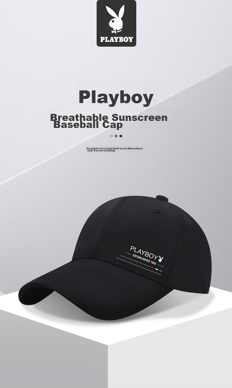 PLAYBOY Baseball Cap for Men, Trendy Casual Versatile Summer And All-Season Middle-Aged Outdoor Sun Protection Travel Visor Hat for Fishing 1