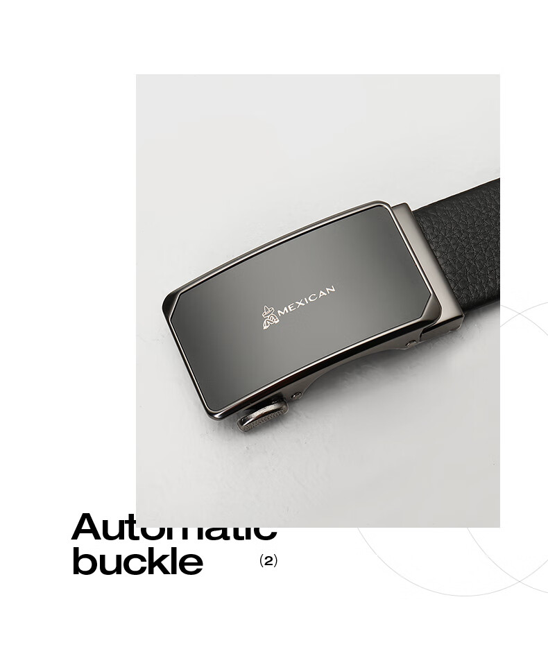 MEXICAN Top-Grain Leather Belt with Automatic Buckle, Zodiac Year Men's Waistband, Wedding Gift, Birthday Present for Boys And Fathers 2