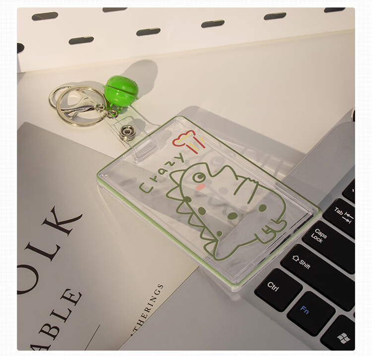 TIANSE Acrylic Card Holder, Transparent Ins Style Cute ID Holder, Student Campus Card, Bus Pass Card Protector, Keychain, TS-2109 White 10