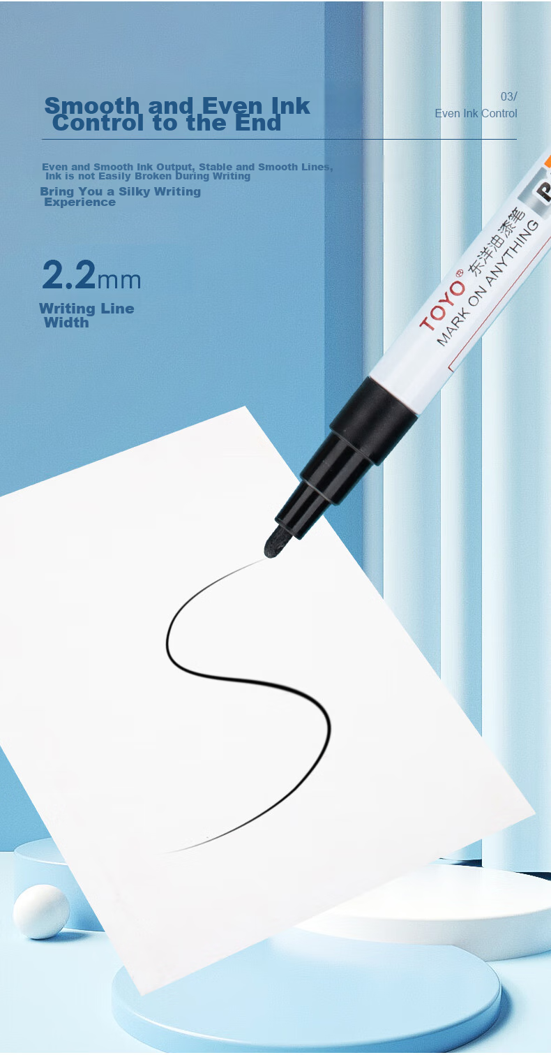 Dongyang SA201, 2.2mm Oil-Based, Paint Marker, Marker Pen, Tire Pen, Sign-In Pen, Multiple Colors Available, Marker Pen, 12 Pieces/box/black 4