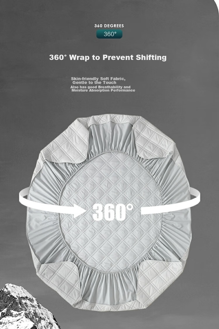 Shuixingjiafang Bed Protector, Antibacterial And Anti-Mite Protective Pad, Thin Mattress Cover, Full Encasement Protector, for 1.5-Meter Bed, Light Gray Color 13