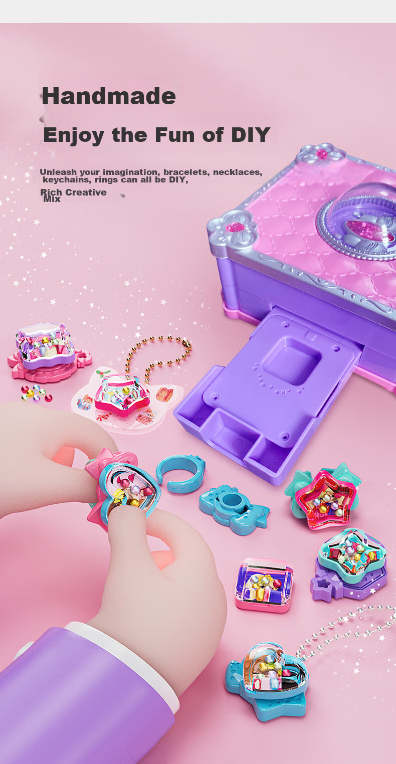Dayanxiaowa Children's Sticker Machine, Guka Magic Box, DIY Handmade Stickers, Gemstone Rings, Toys for Girls Aged 3-6, Birthday Gifts 5
