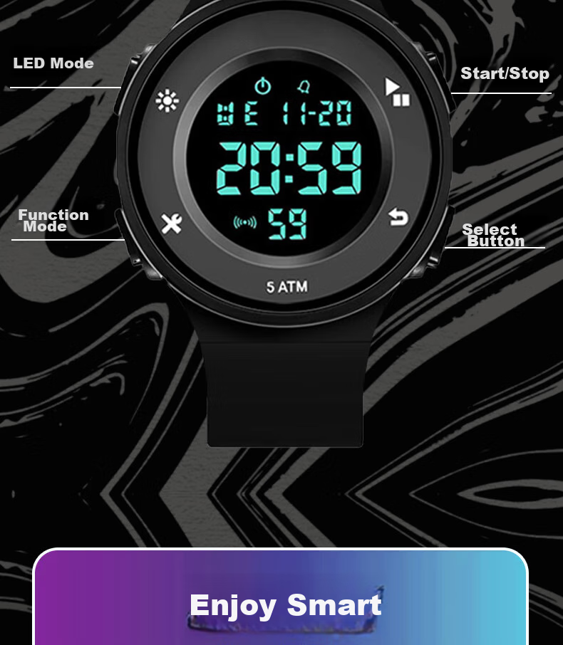 Yajia Digital Watch, Multi-Functional Calendar with Digital Display, Stylish And Simple Design for Students, Fashionable Electronic Watch 4