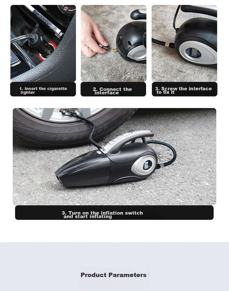 Jumu Car Air Pump And Vacuum Cleaner Combo, Portable Electric Tire Inflator with High Power for Car Use 15
