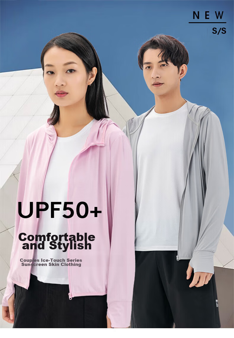 JEEP SPIRIT Sun Protection Clothing for Men And Women, Couples Style, Cool Lightweight Breathable Fashion Versatile Skin Coat Sunscreen Jacket, Silver Gray 4XL 4