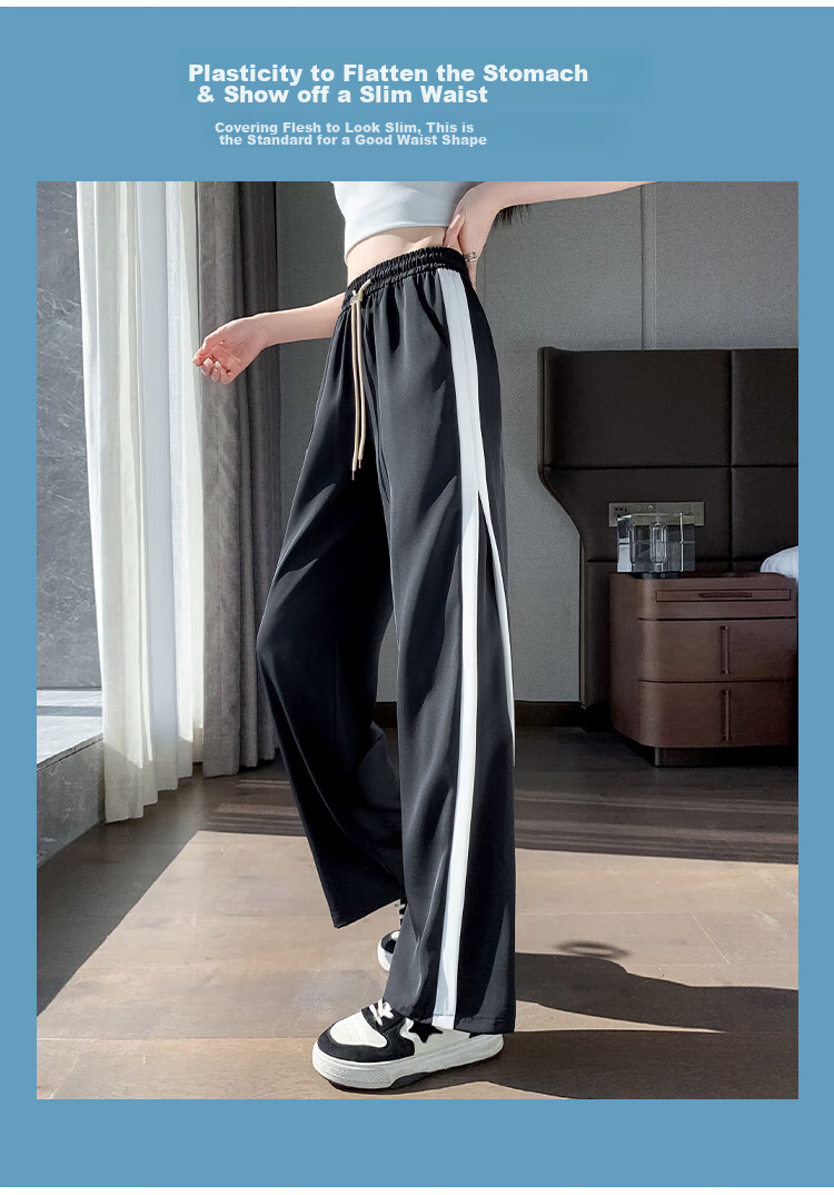 Halo Queen Ice Silk Wide-Leg Pants for Women, High-Waisted, Draping, Loose-Fitting, Slimming, Straight-Leg Athletic Trousers HW25K03 5