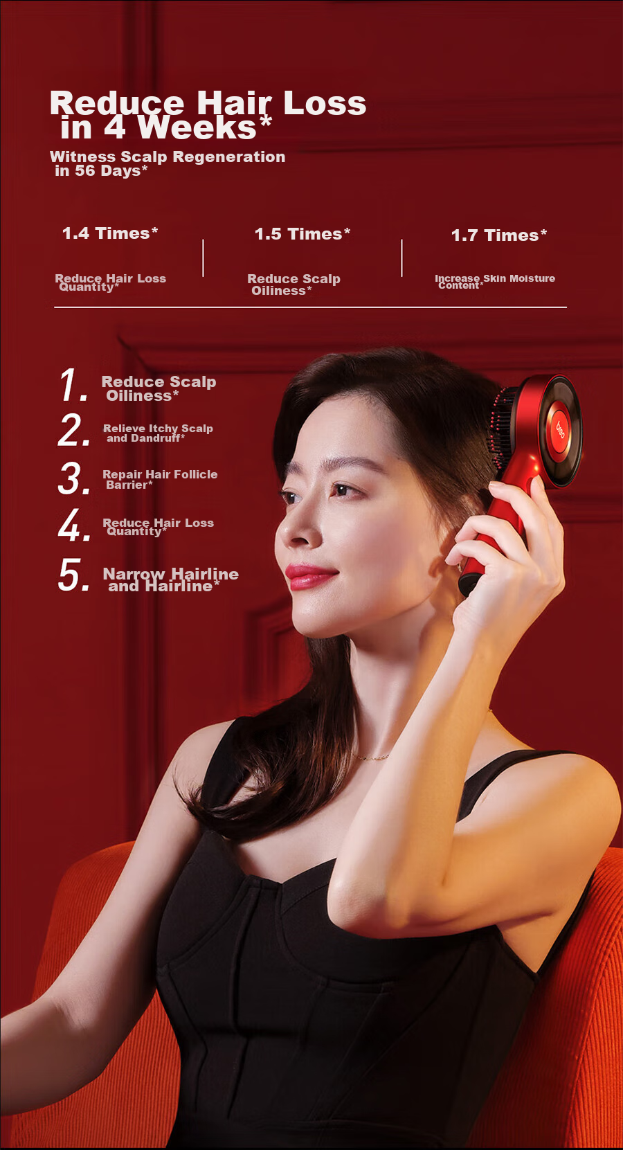 Breo [Mid-Autumn Festival Gift Top] Scalp3 Scalp Massage Comb, Black Kneading Massage, Stress Relief Hair Care Comb, Red Light Comb, Scalp Massager, Mid-Autumn Festival Gift for Elders 8