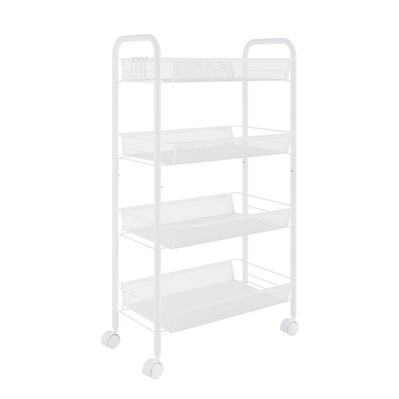 JD Original Kitchen Storage Rack, Floor-Standing Storage Cabinet, Spice Rack, Sideboard, Cupboard Storage, Vegetable Trolley, White, 4 Layers