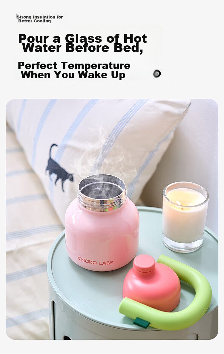 Chakolab Large Capacity Student Insulated Cup with Straw, Direct Drinking Big Belly Cup, Office Stainless Steel Water Bottle, Gift for Women, Portable Mug 3