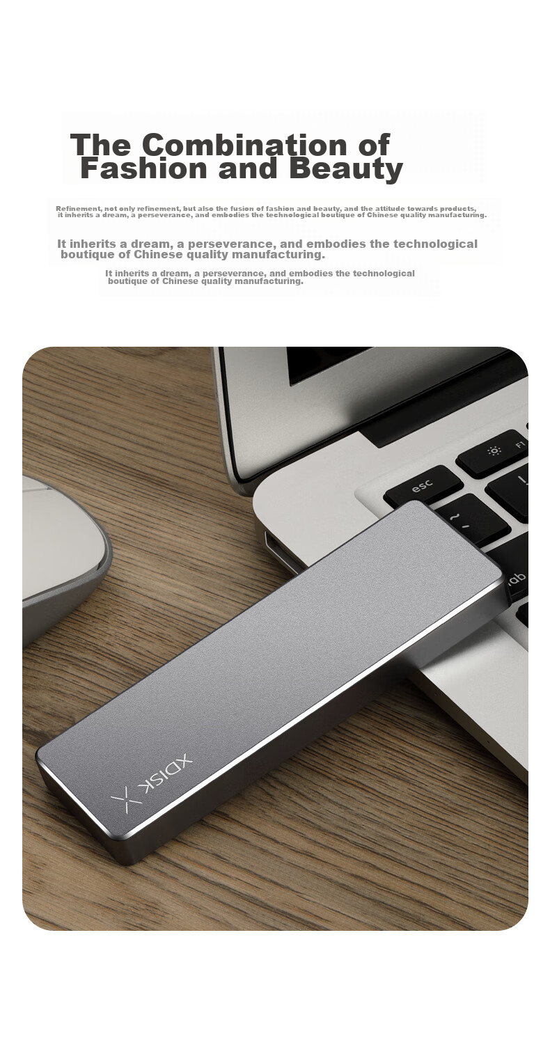 Xiaopan (XDISK) 512GB USB3.2 Portable Solid State Drive (PSSD), M Series, Type-C Gun Color, Ultra-Thin Fashionable Design, Direct Phone Connection, High-Speed, Shockproof, Compatible with MAC 7