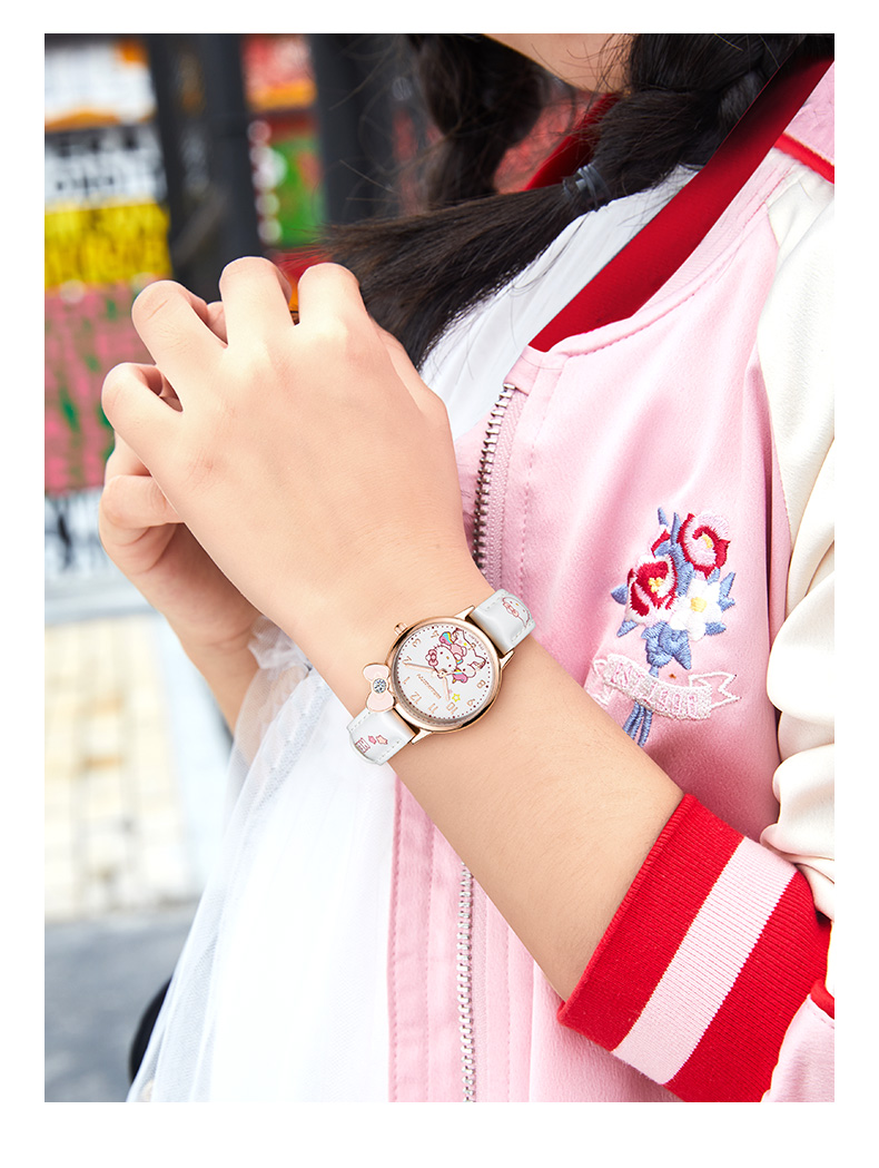 ZGO X Sanrio Watch for Women Students, Waterproof Quartz Watch for Elementary And Middle School Children, Girls' Watch, 273 White 10