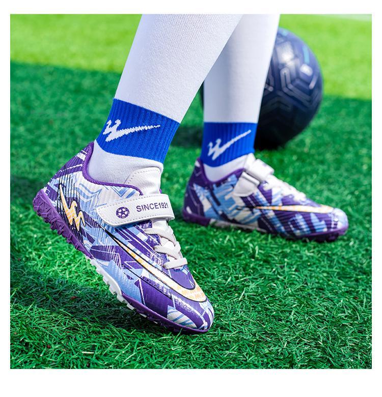 Shuangxing Children's Soccer Shoes, Youth Non-Slip Wear-Resistant Training Shoes for Boys And Girls, TF Turf Cleats, Lightweight All-Season Style for Artificial Turf 9