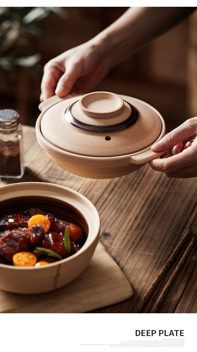 BW Ceramic Casserole Pot for Claypot Rice, Home Use Small Pot, Gas Stove Or Open Flame Compatible, Single Handle Heat-Resistant, 1.15L Large Capacity 3