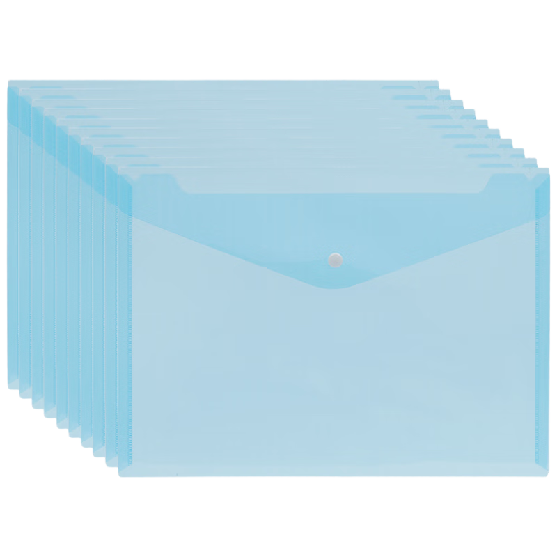TANGO A4 Transparent Button File Folders, Office Supplies, Financial Storage, Student Documents, Pack of 10, PP Material, Waterproof, Thickened, Document Pouches, Storage Bags