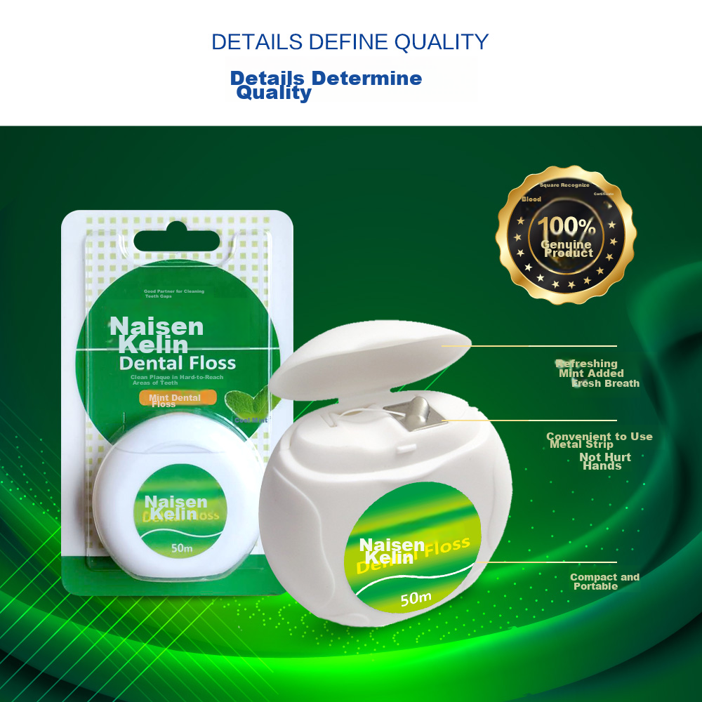 Naisenkelin Clean Mint Dental Floss, Portable Toothpicks, Interdental Cleaning Floss, Oral Care, 50m*1 Card 4