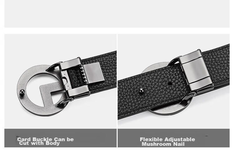 Goldlion Men's Buckle Leather Belt, Top-Grain Cowhide Smooth Buckle Waistband, Casual Trouser Belt Gift Box, Birthday Gift 4