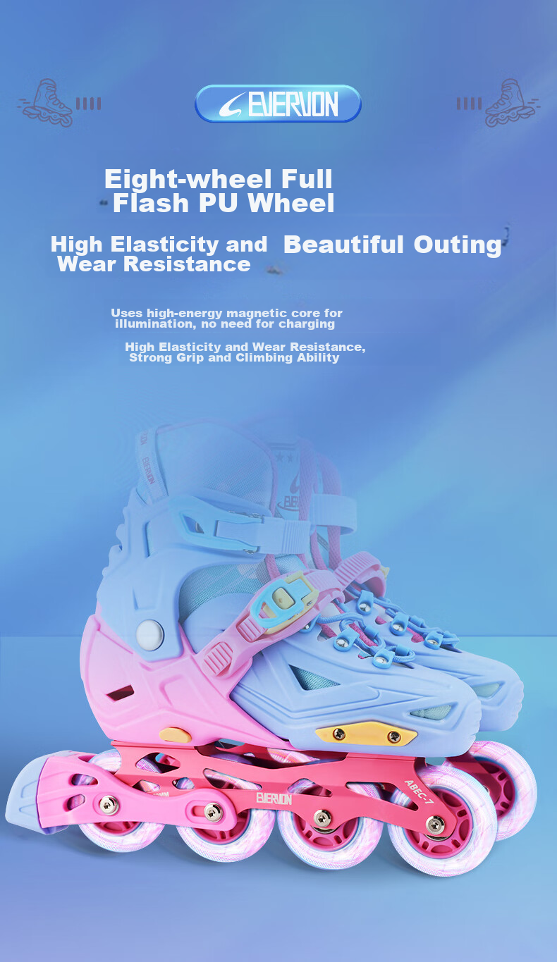 EVERVON Roller Skates for Adults And Children, Inline Skates MQ2 with Helmet And Protective Gear, Purple, Size L, Suitable for Shoe Sizes 39-42 10