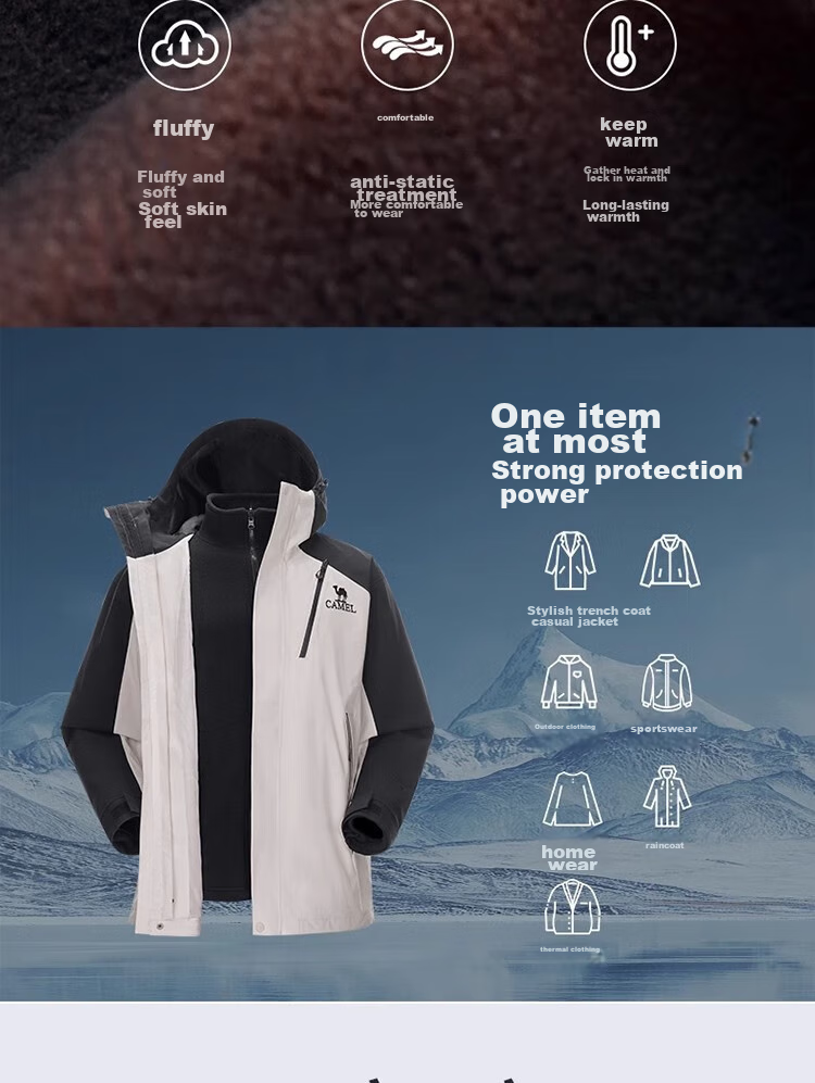 CAMEL [Wangzhe Kaijia] Outdoor Three-In Jacket for Men And Women, Windproof Coat, New Hiking Wear 10