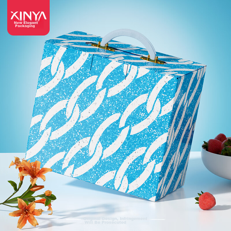 Xinya Gift Box, Empty Blue Box for Birthday And Christmas Packaging, Storage Box for Holidays, Gift for Girlfriend Or Boyfriend, Snack Container