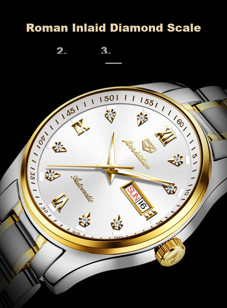 JIN SHI DUN Men's Automatic Mechanical Watch Swiss Certified Brand Luminous Ruby Bearings Valentine's Day Gift for Boyfriend 11