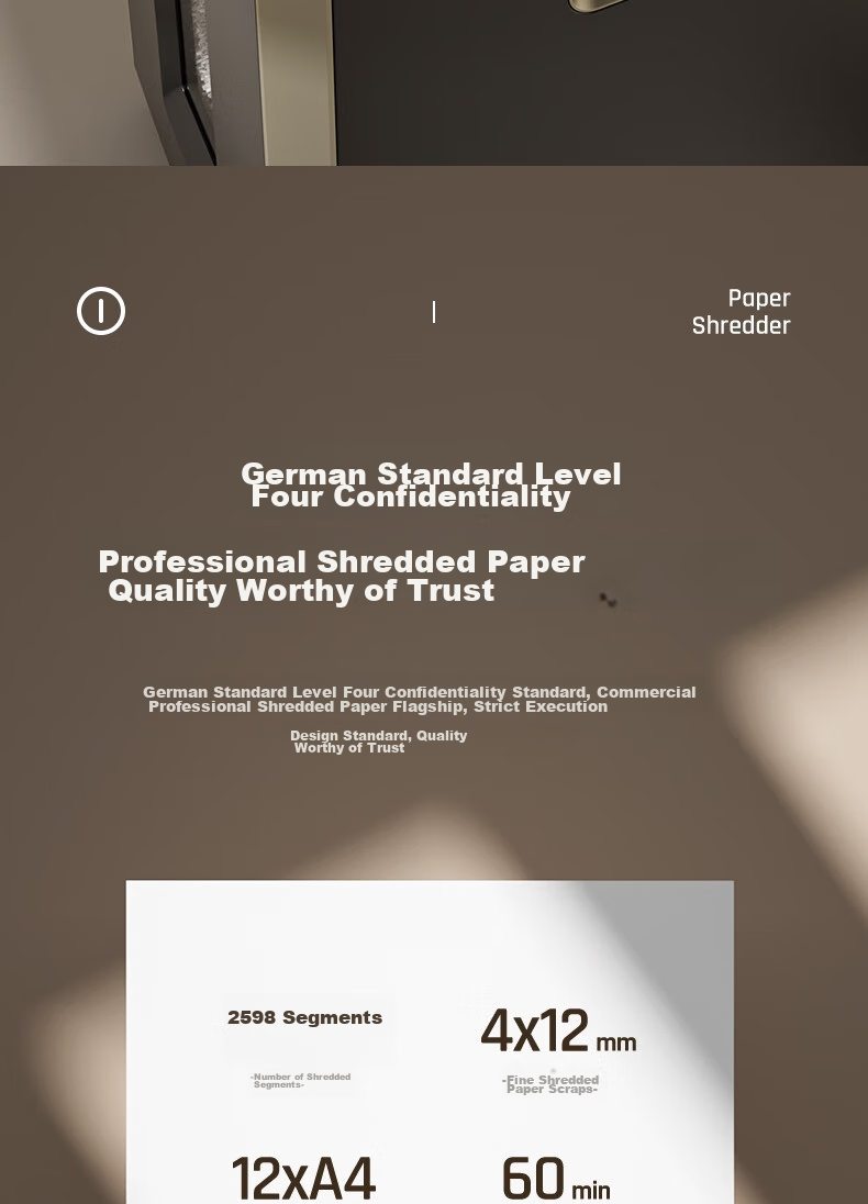 Deli Automatic Paper Shredder, 150 Sheets, 60 Minutes Continuous Shredding, 4-Level Confidentiality, Large Powerful Office-Specific Document Shredder, 30L Capacity, Paper Bin-Style, G3 7