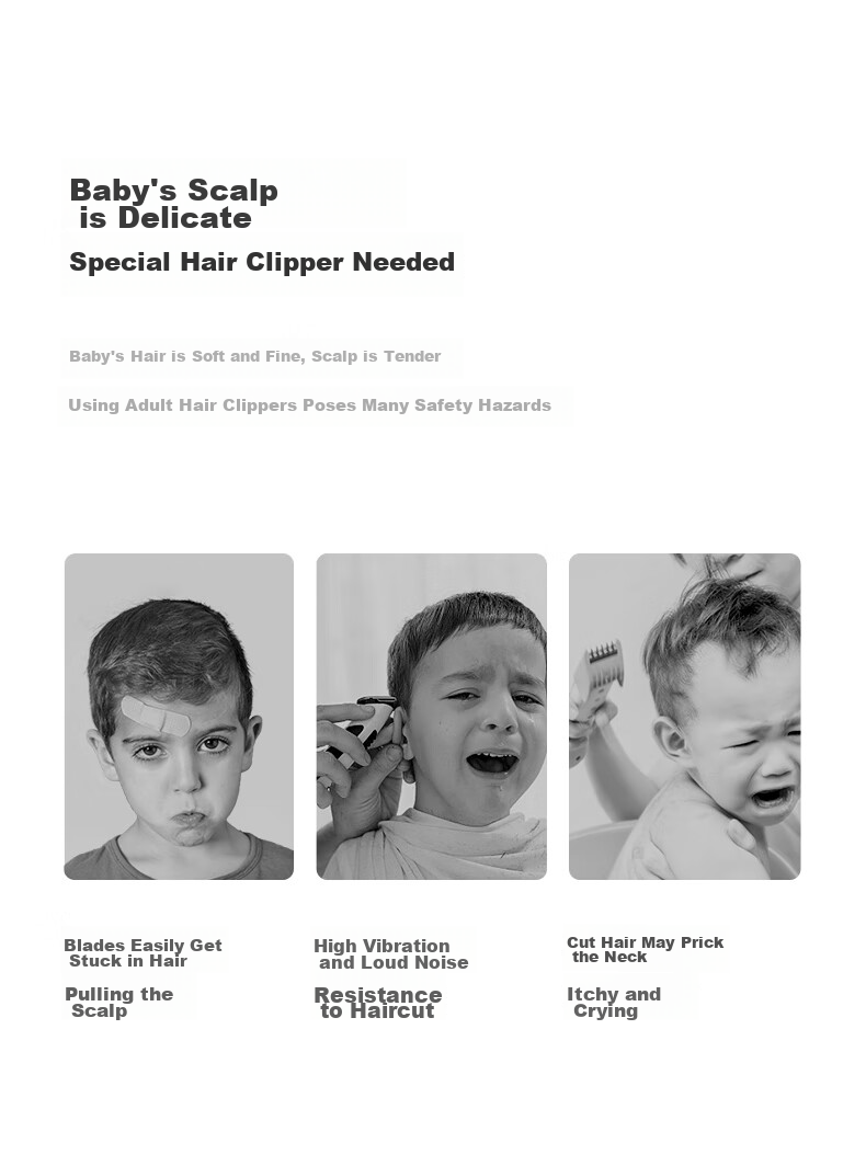 Babycare Baby Hair Clipper, Fully Waterproof, Low Noise, Upgraded Automatic Hair Suction, for Children's Use, 0-3 Years Old, Original White 2