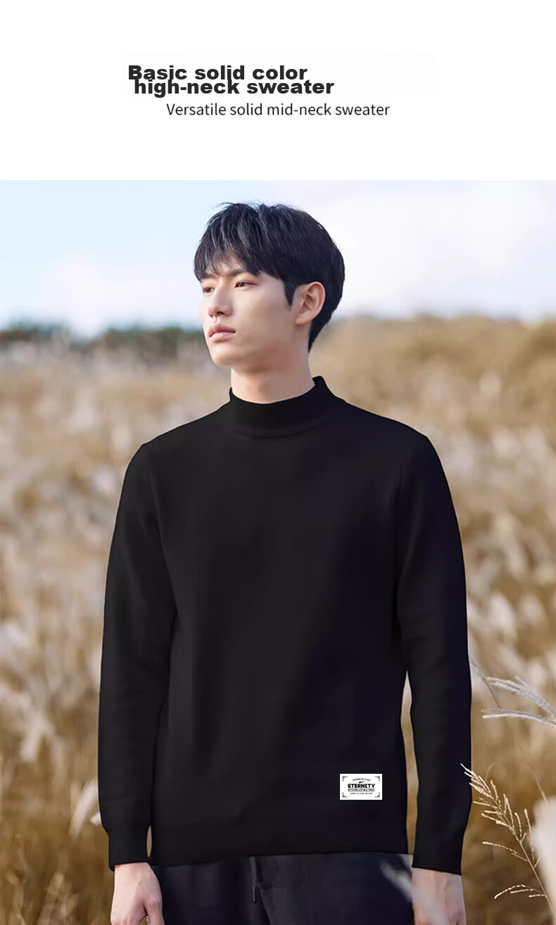 Warrior Sweater for Men, Autumn And Winter Semi-Turtleneck Knit Pullover, Warm Fleece-Lined Base Layer, Men's Knitwear And Clothing 2