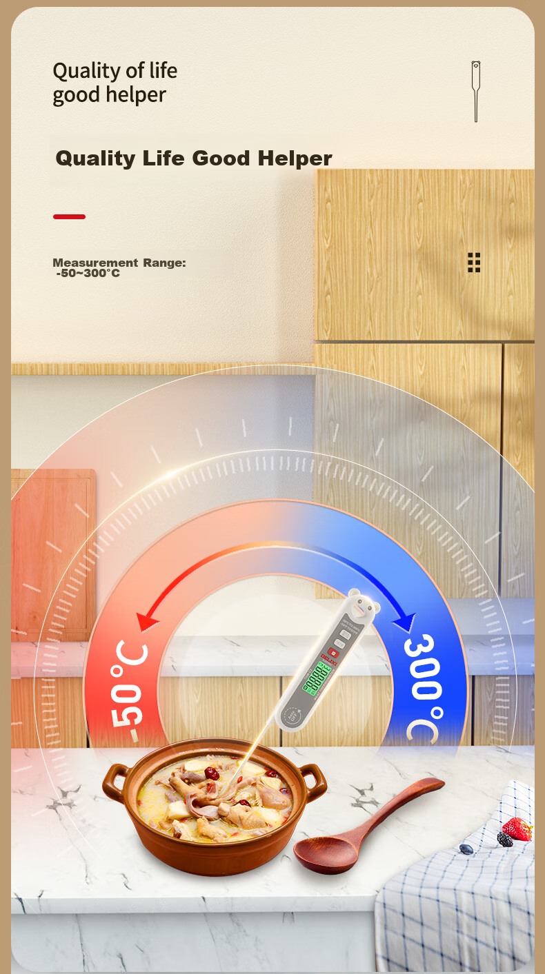 DELIXI ELECTRIC Food Thermometer Probe Kitchen Oil Temperature Meter Baby Milk Thermometer Water Thermometer Electronic Thermometer 6