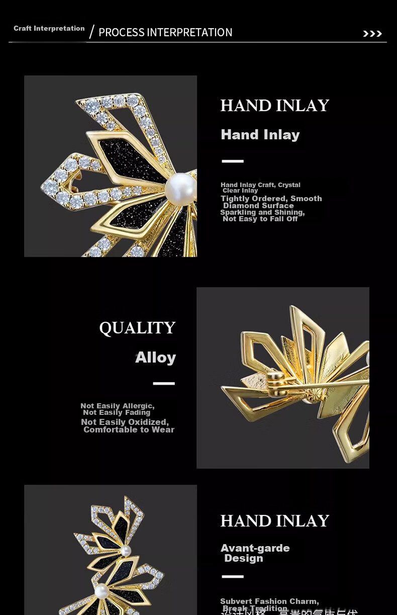 Eternelle French Eternal Black Knight Series Brooch, High-End Luxury Design, European And American Style Corsage Pi 6