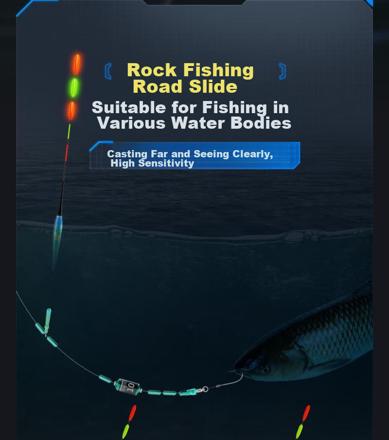 Xiaofengxian Fishing Float with Bite Indicator, Color-Changing Luminous Float for Long-Distance Casting And Big Fish, Slippery Electronic Fishing Float with Bold And Eye-Catching Design JD-H06 6