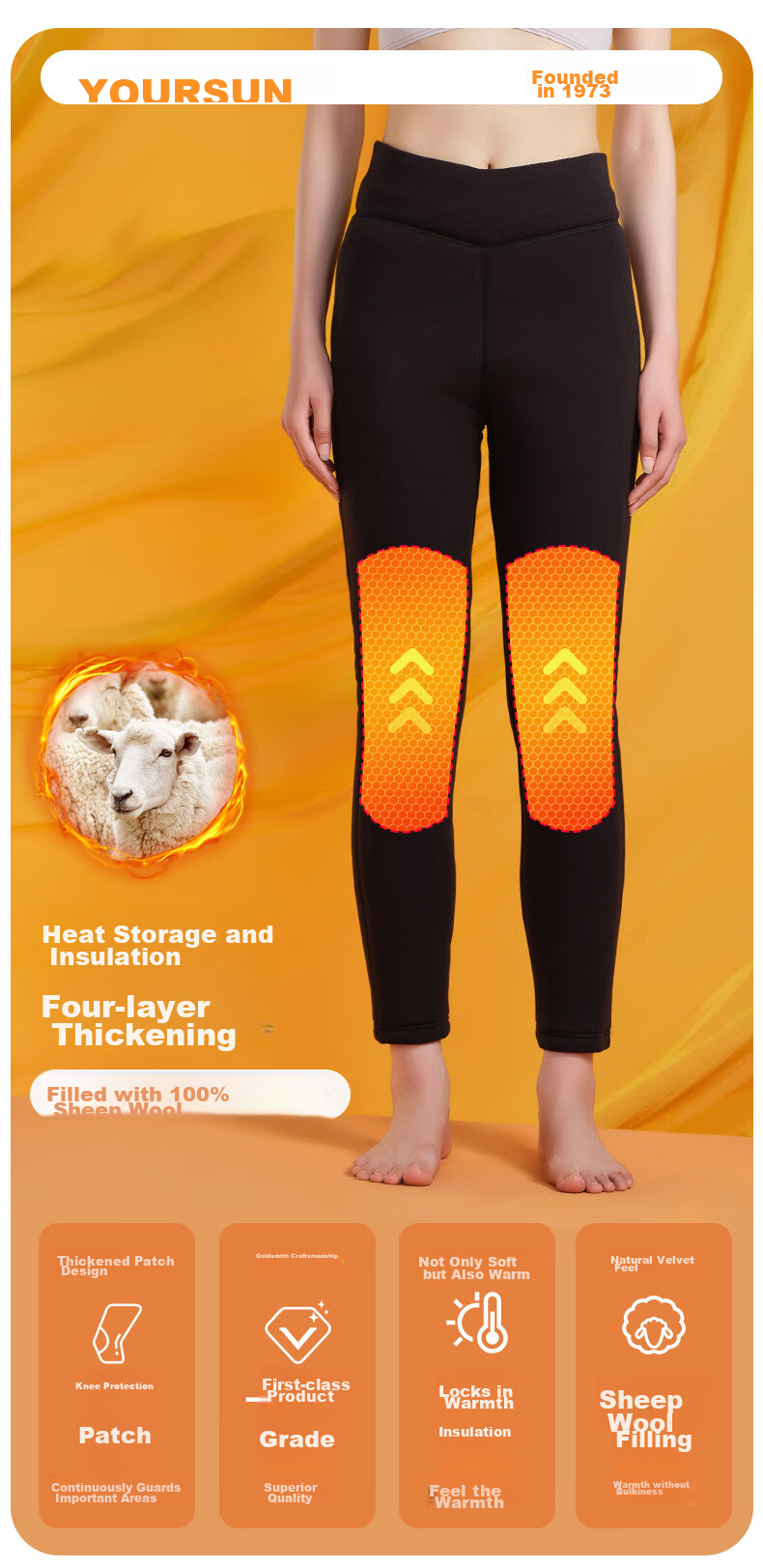 Yiershuang [100% Wool Filling] Women's Thermal Pants, Four-Layer Fleece-Lined Thickened Cotton-Padded Leggings 1