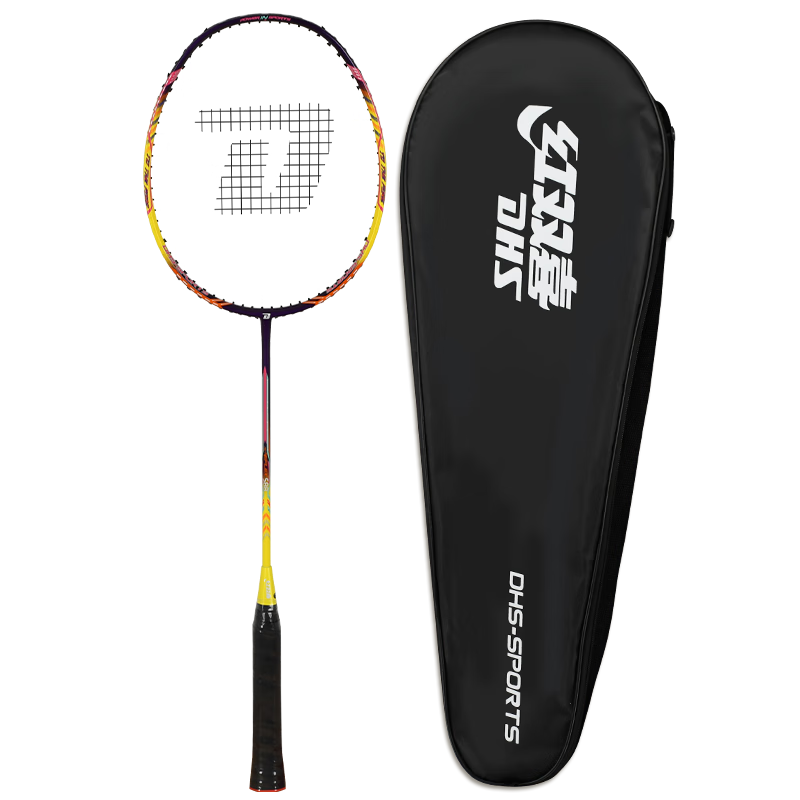 DHS Badminton Racket, Single Racket, Full Carbon, 3U Ultra-Light Offensive Type, Rui Feng 588, Includes 3 Shuttlecocks