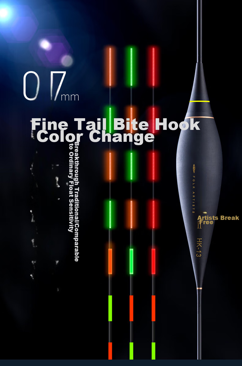 Minjianyiren HK Second Generation Ultra-Thin Tail Luminous Float, Eye-Catching Electronic Float for Day And Night Use, Highly Sensitive Carp And Crucian Carp Fishing Float for Black Pit Fishing 1