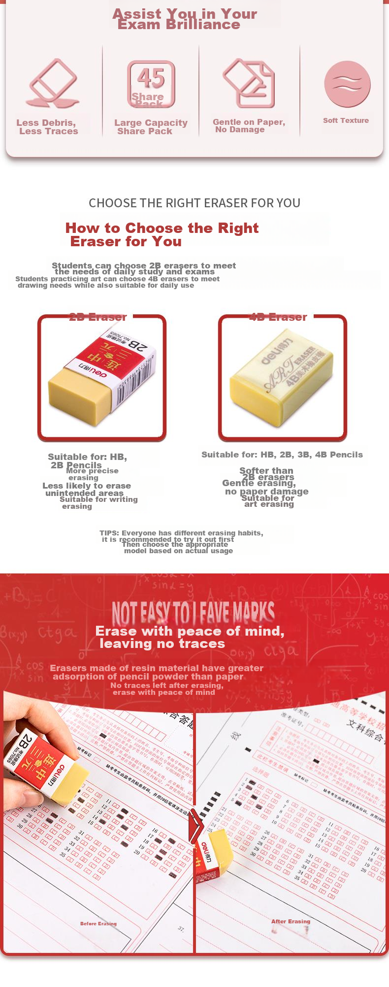 Deli [Three Consecutive Wins] Deli 45 Three Consecutive Wins Series Student High School Entrance Exam And College Entrance Exam Blessing Gift Exam "Golden List" Eraser Yellow 1