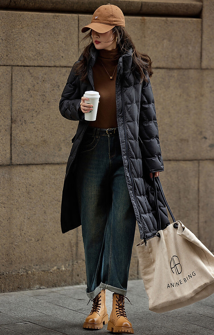 Dme [Yingfengsuixue] Winter 400T Spring Yafang Geometric Pressure-Laminated 90% Duck Down Hooded Warm down Jacket for Wome 23