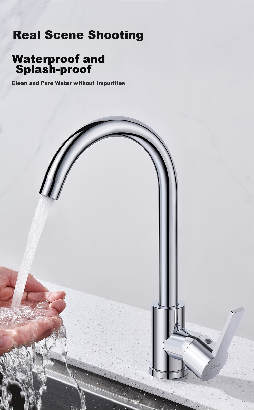 CVBAB Kitchen Faucet, Hot And Cold Dual Control, Stainless Steel Sink Faucet with Two Temperatures, Vegetable Washing Basin Faucet CV1905 4