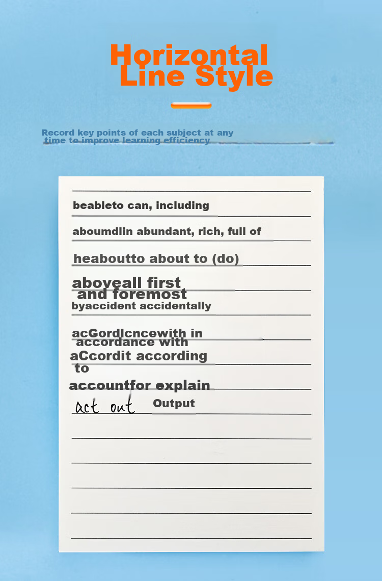 NVV Error Correction Sticky Notes, No-Copy Sheets, 4-Pack Self-Adhesive Memo Pads for Students, Lined Paper for English Vocabulary And Math Exam Error Correction, BL-12 5