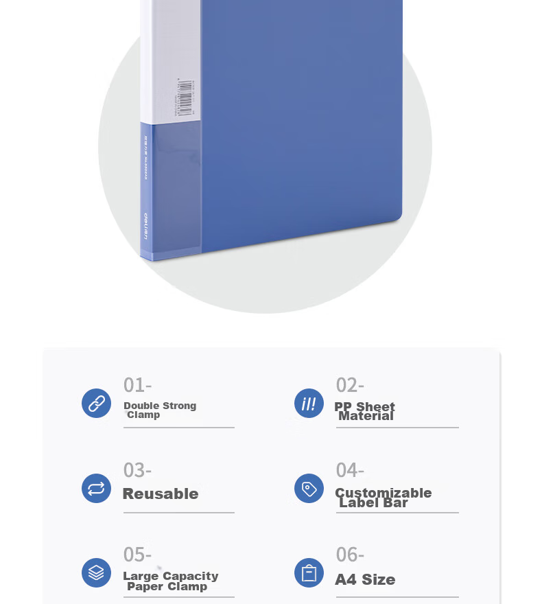 Deli A4 Double Strong Clip/document Folder/paper Folder/exam Paper Folder/poem Recitation Contract Folder/file Folder/document Holder/office And Study Supplies Single Gray-Blue 3